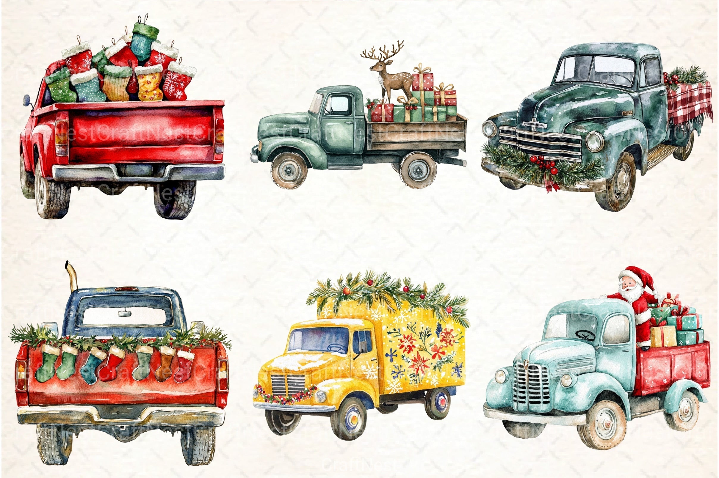 Christmas Truck Clipart Bundle 99 - CraftNest - Digital Crafting and Art