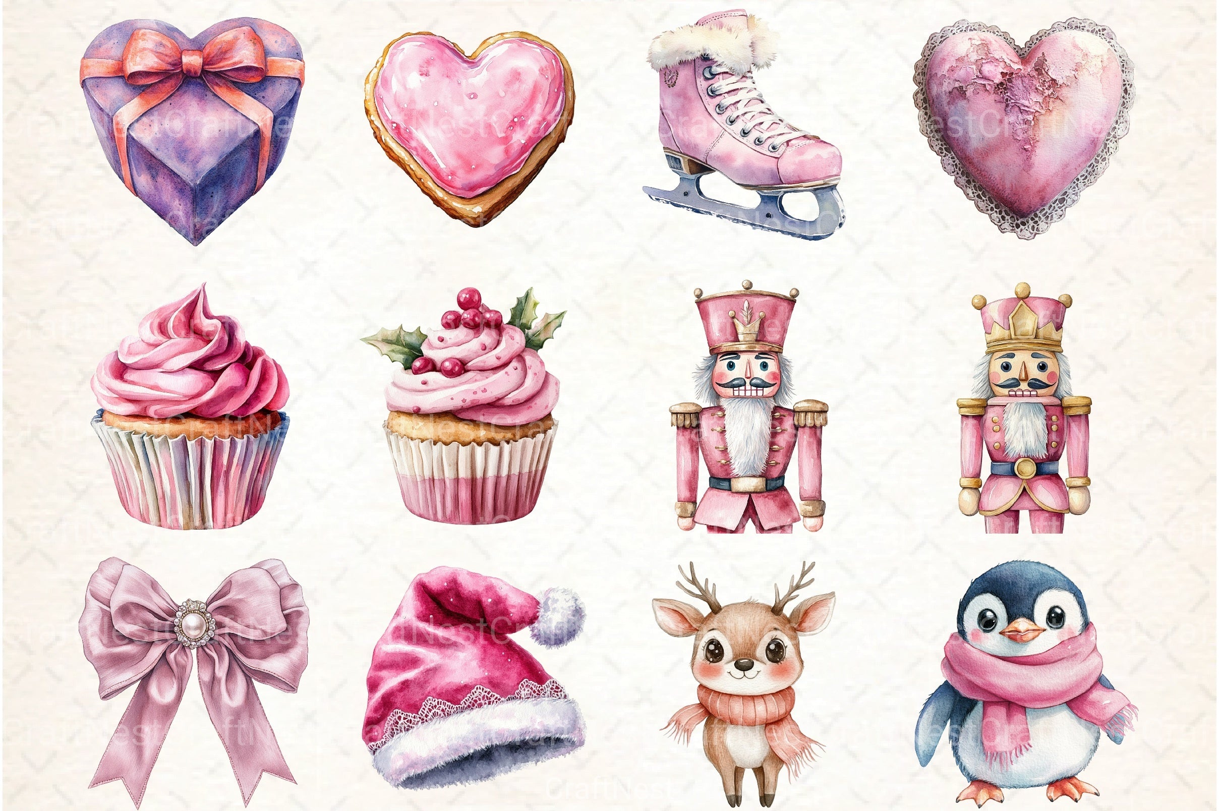 Kawaii Coquette Christmas Clipart Bundle - CraftNest - Digital Crafting and Art