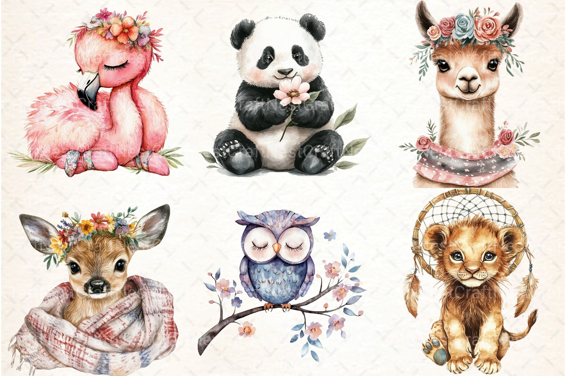 Boho Baby Animals Clipart Bundle - CraftNest - Digital Crafting and Art