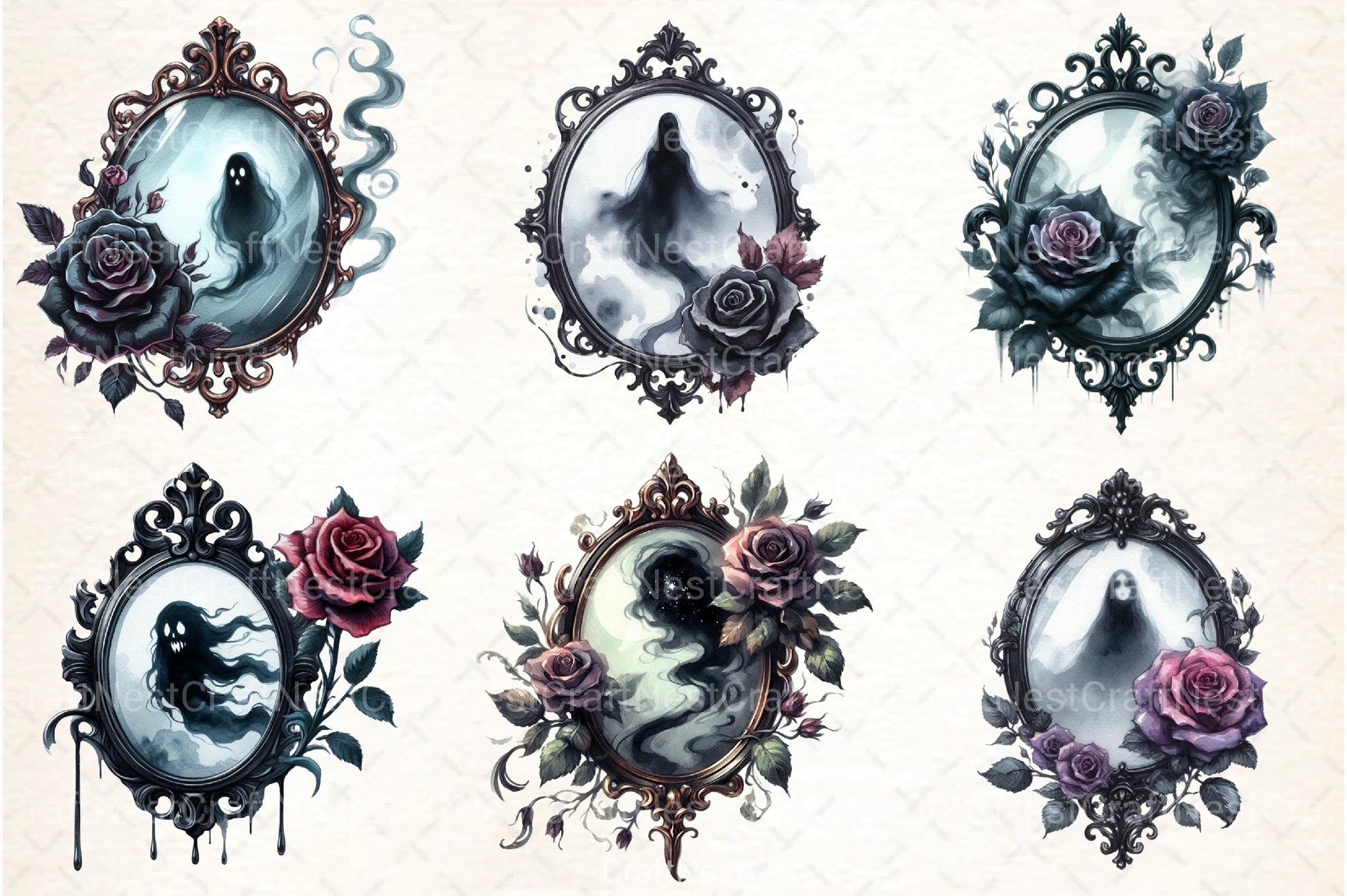 Gothic Antique Mirror Clipart Bundle - CraftNest - Digital Crafting and Art