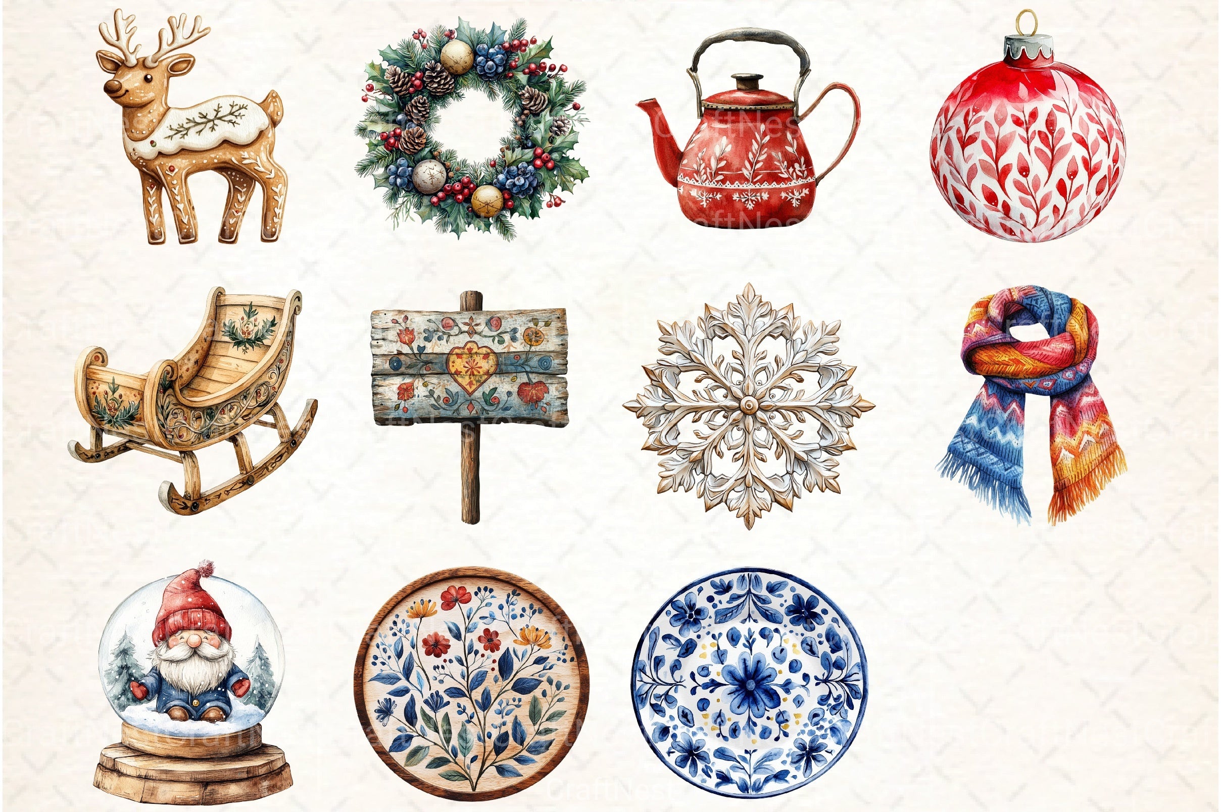 Nordic Christmas Clipart Bundle - CraftNest - Digital Crafting and Art