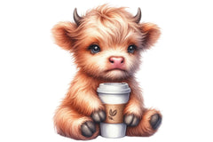 Funny Highland Cow Coffee Clipart Bundle - CraftNest - Digital Crafting and Art