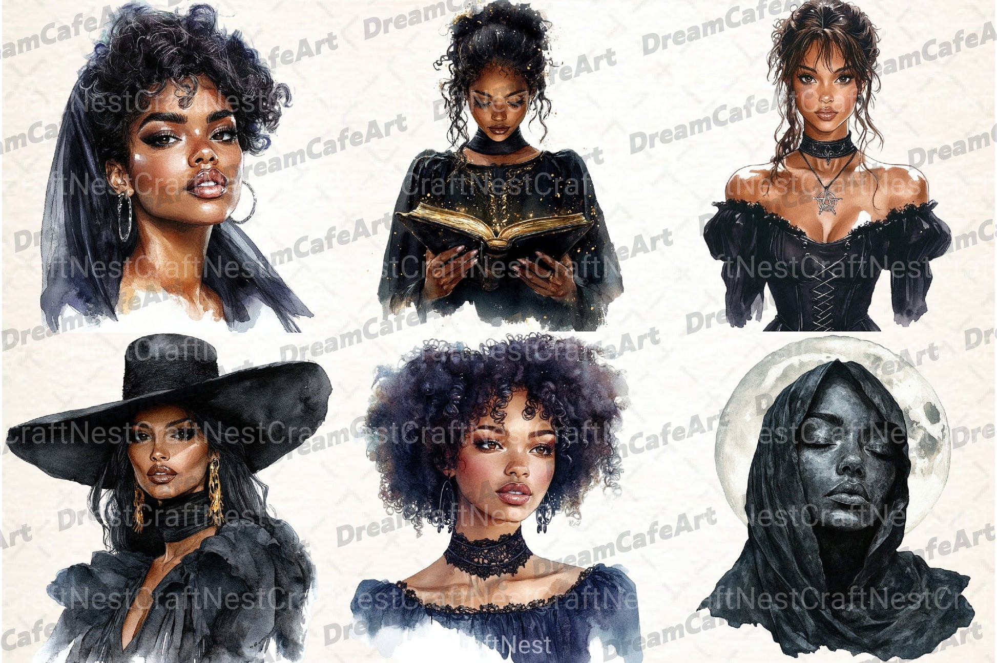 Gothic Black Woman Clipart Bundle - CraftNest - Digital Crafting and Art