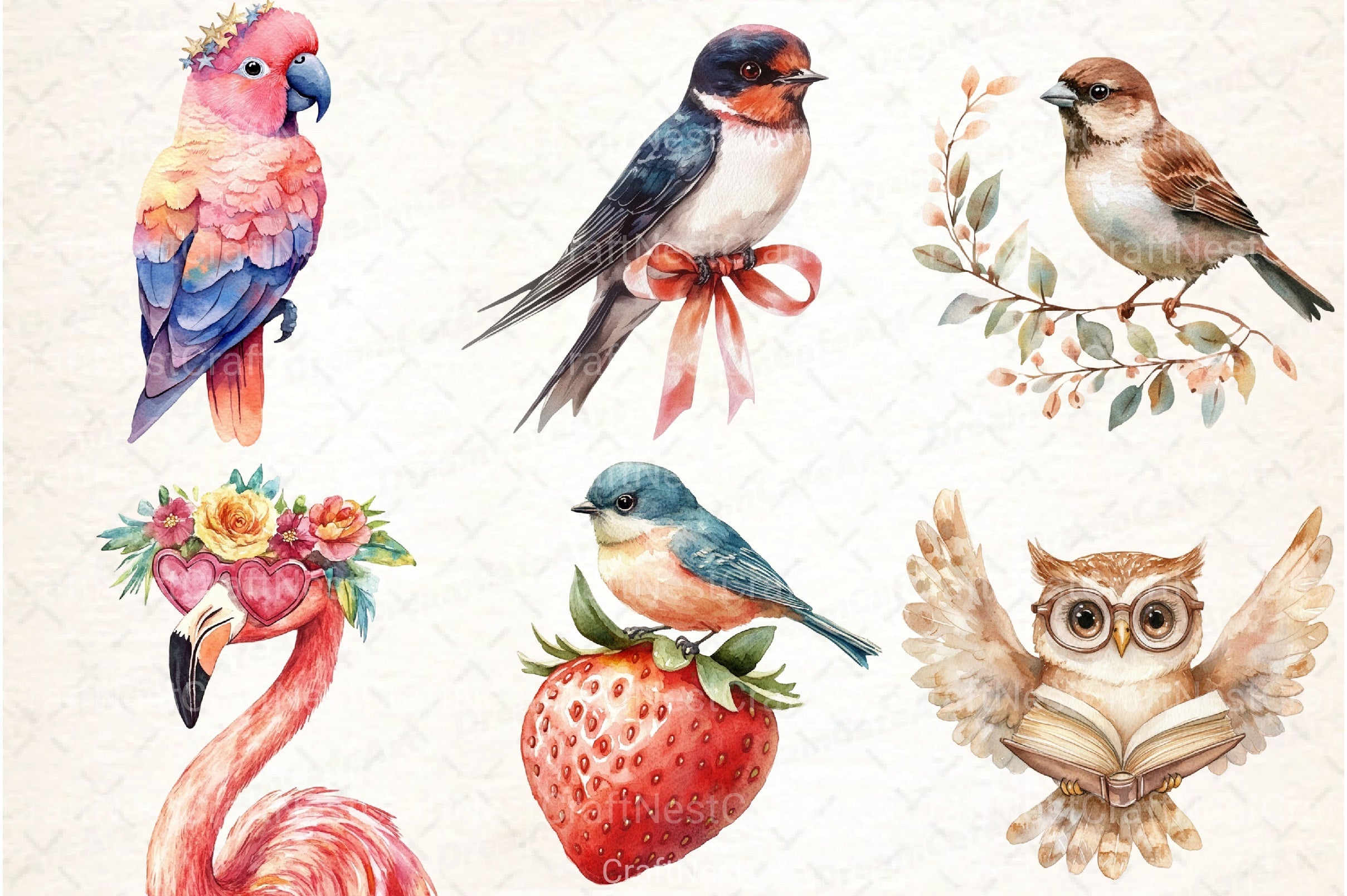 Lovely Birds Clipart Bundle - CraftNest - Digital Crafting and Art
