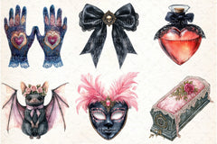 Gothic Coquette Halloween Clipart Bundle 56 - CraftNest - Digital Crafting and Art