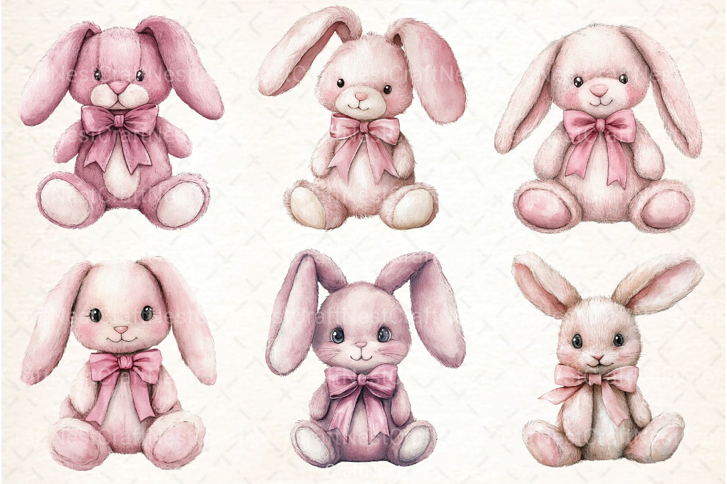 Boho Pink Bunny Clipart Bundle - CraftNest - Digital Crafting and Art