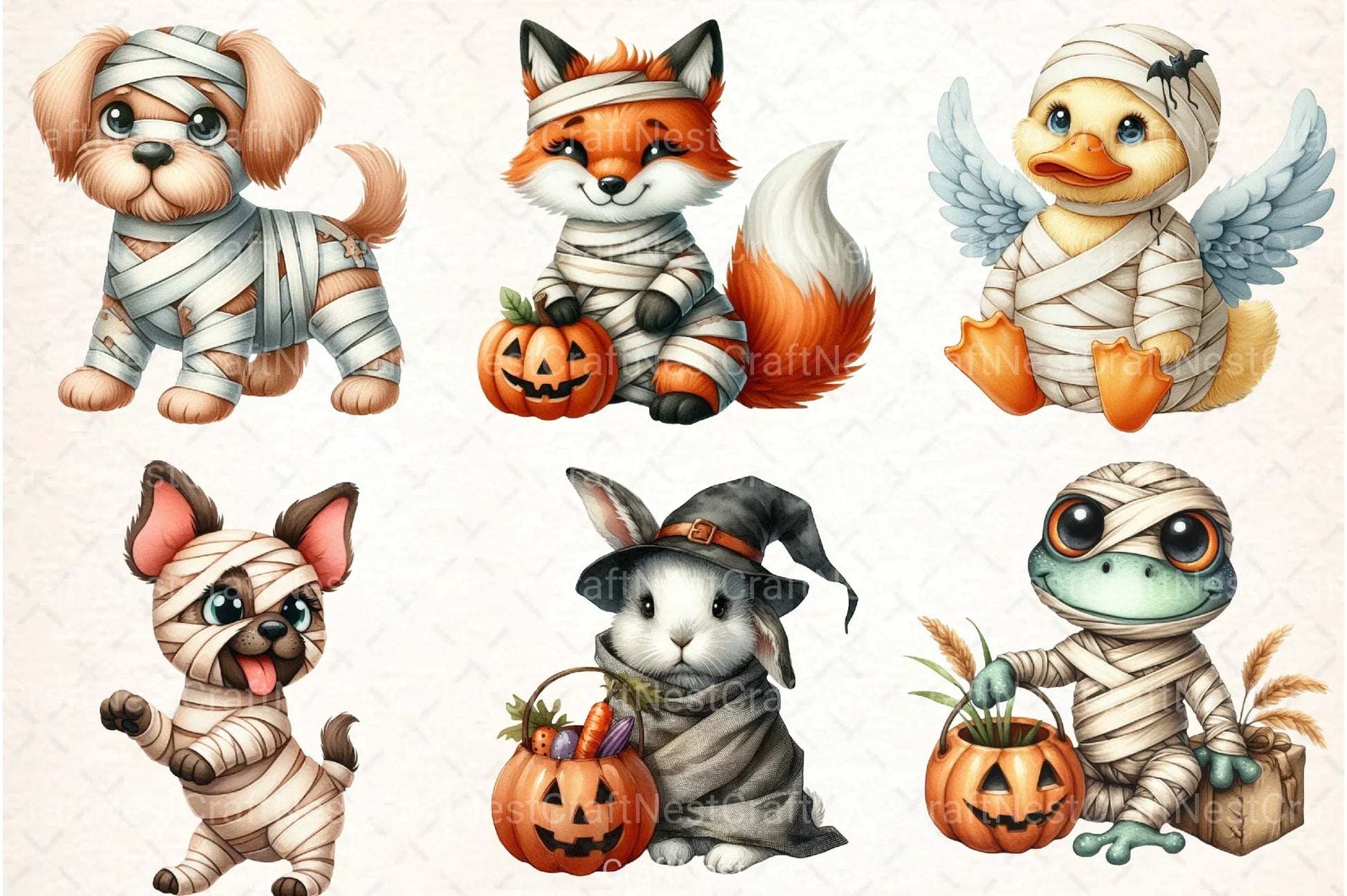 Halloween Mummy Animals Clipart Bundle - CraftNest - Digital Crafting and Art