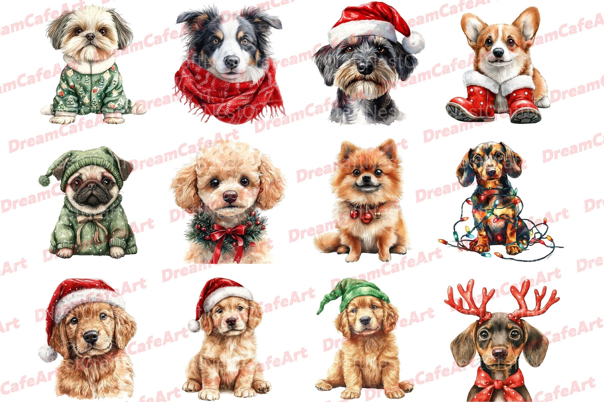 Quirky Christmas Dogs Clipart Bundle - CraftNest - Digital Crafting and Art