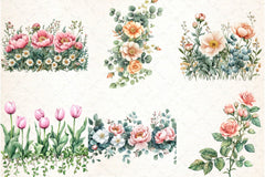 Garden Flowers Border Clipart Bundle - CraftNest - Digital Crafting and Art