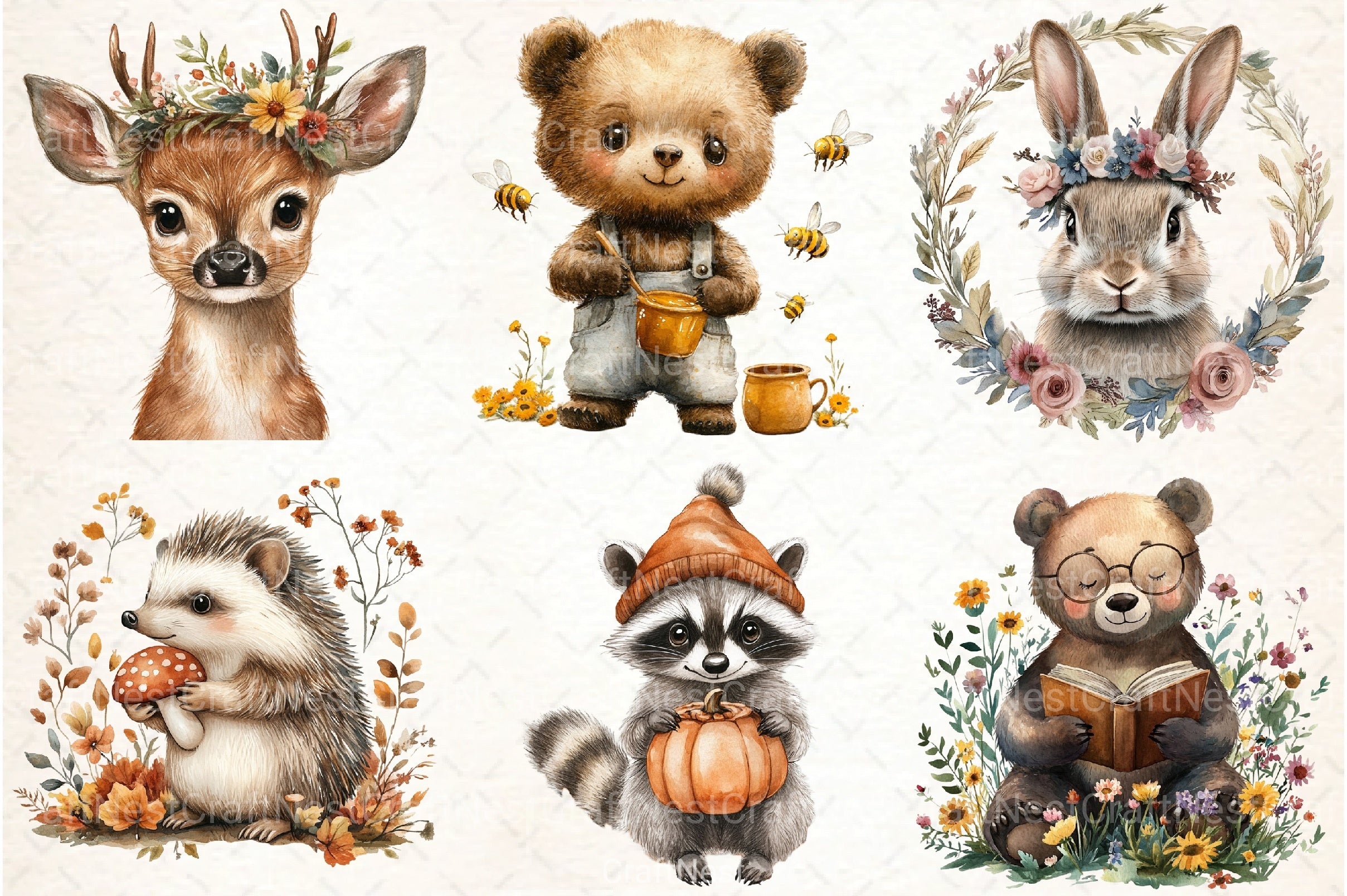 Woodland Portraits Clipart Bundle - CraftNest - Digital Crafting and Art