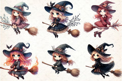 Cute Gothic Witch Broomstick Clipart Bundle Sweden - CraftNest - Digital Crafting and Art