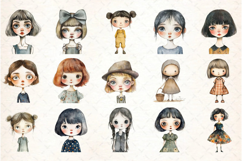 Retro Girls Clipart Bundle - CraftNest - Digital Crafting and Art