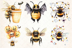 Cute Halloween Bees Clipart Bundle - CraftNest - Digital Crafting and Art