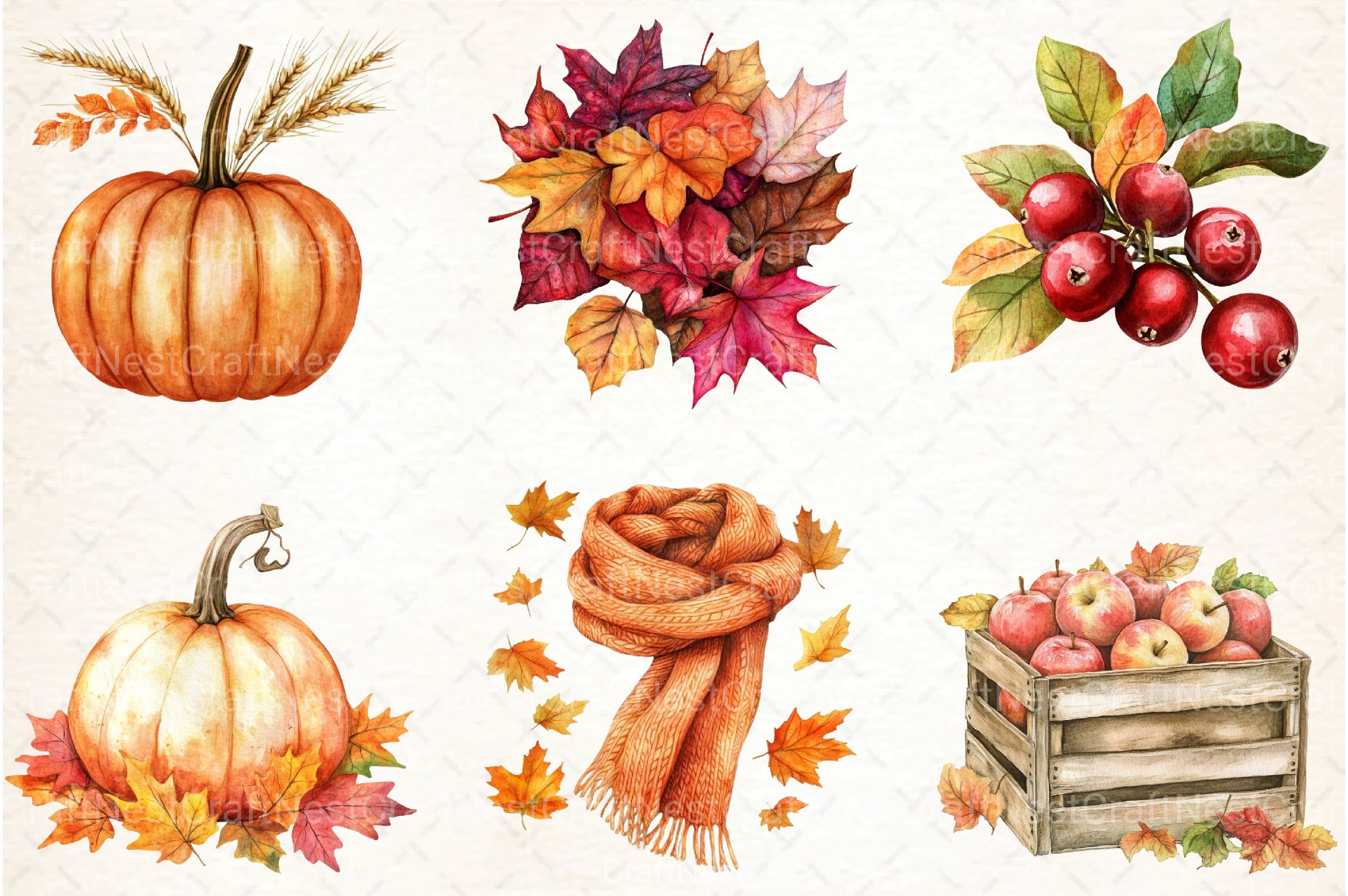 Autumn Leaves & Harvest Clipart Bundle - CraftNest - Digital Crafting and Art