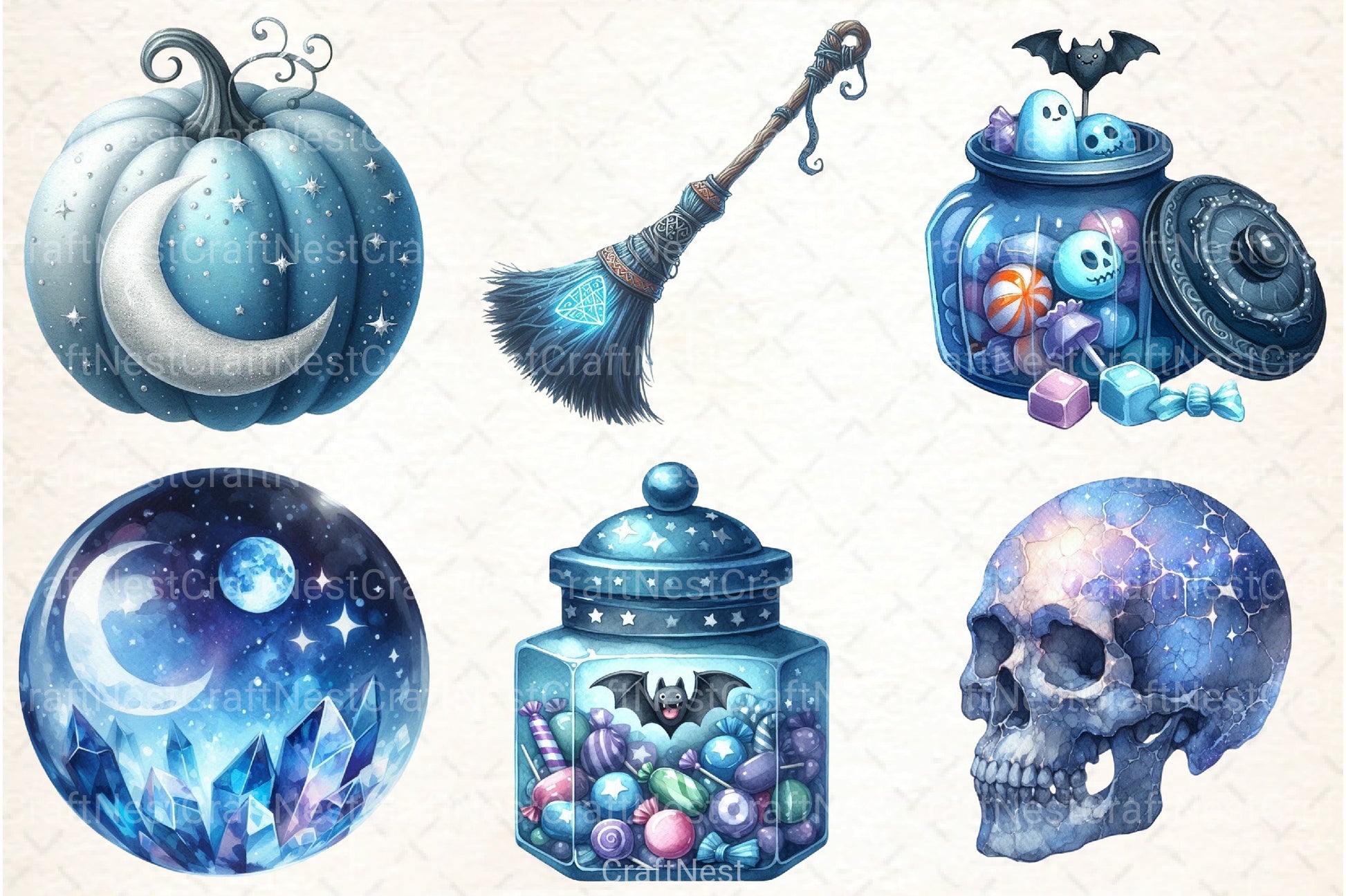 Blue Halloween Clipart Bundle 4 - CraftNest - Digital Crafting and Art