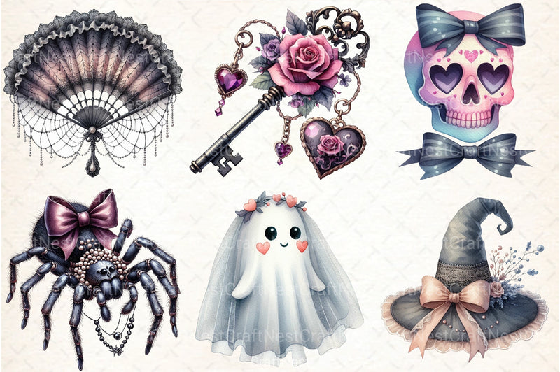 Gothic Coquette Halloween Clipart Bundle 1 - CraftNest - Digital Crafting and Art