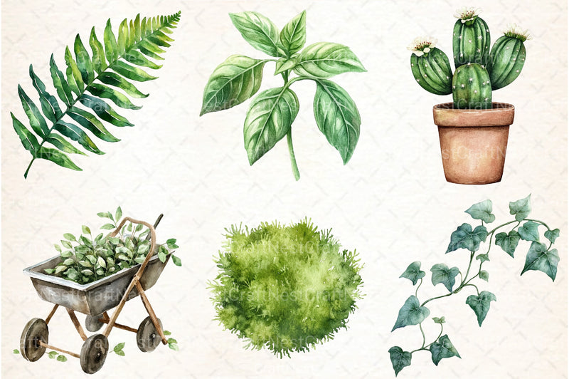 Green Garden Clipart Bundle - CraftNest - Digital Crafting and Art