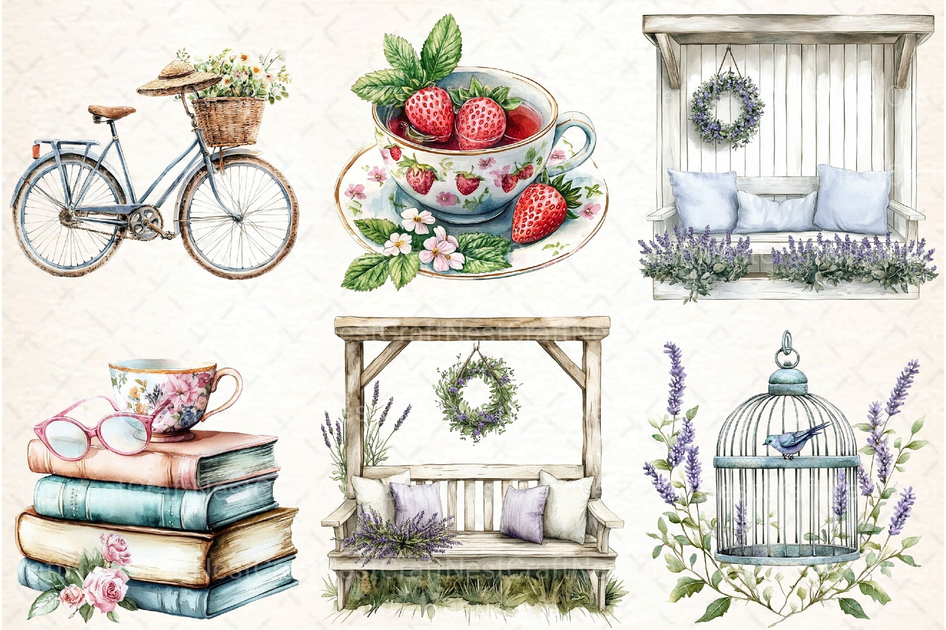 Summer Shabby Chic Decor Clipart Bundle - CraftNest - Digital Crafting and Art