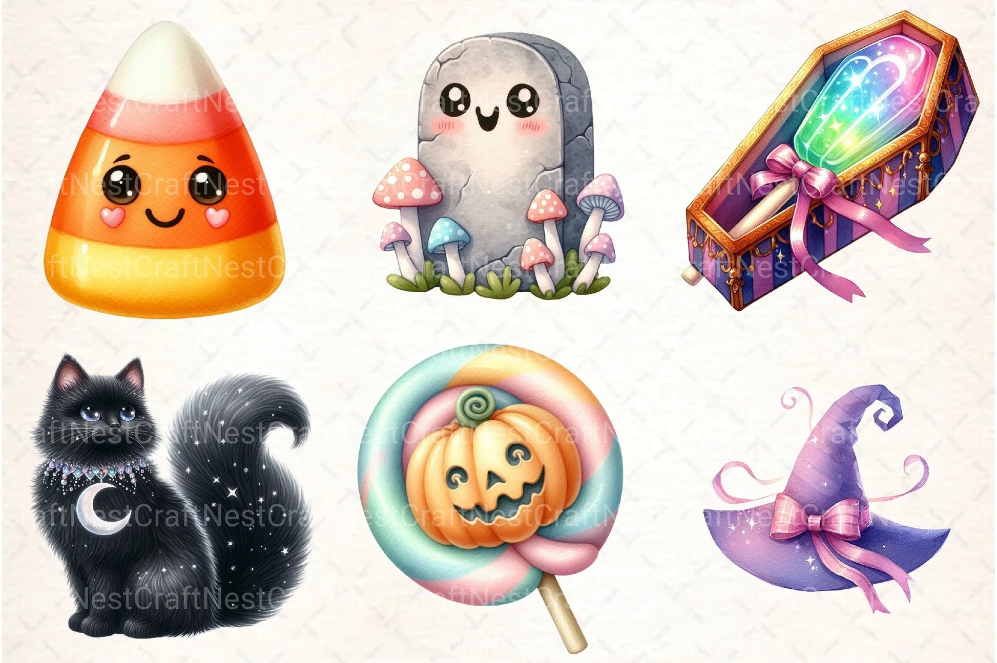 Dreamy Cute Halloween Clipart Bundle 1 - CraftNest - Digital Crafting and Art