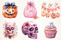Cute Pink Halloween Clipart Bundle 123 - CraftNest - Digital Crafting and Art