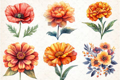 Sunset Fall Flowers Clipart Bundle - CraftNest - Digital Crafting and Art