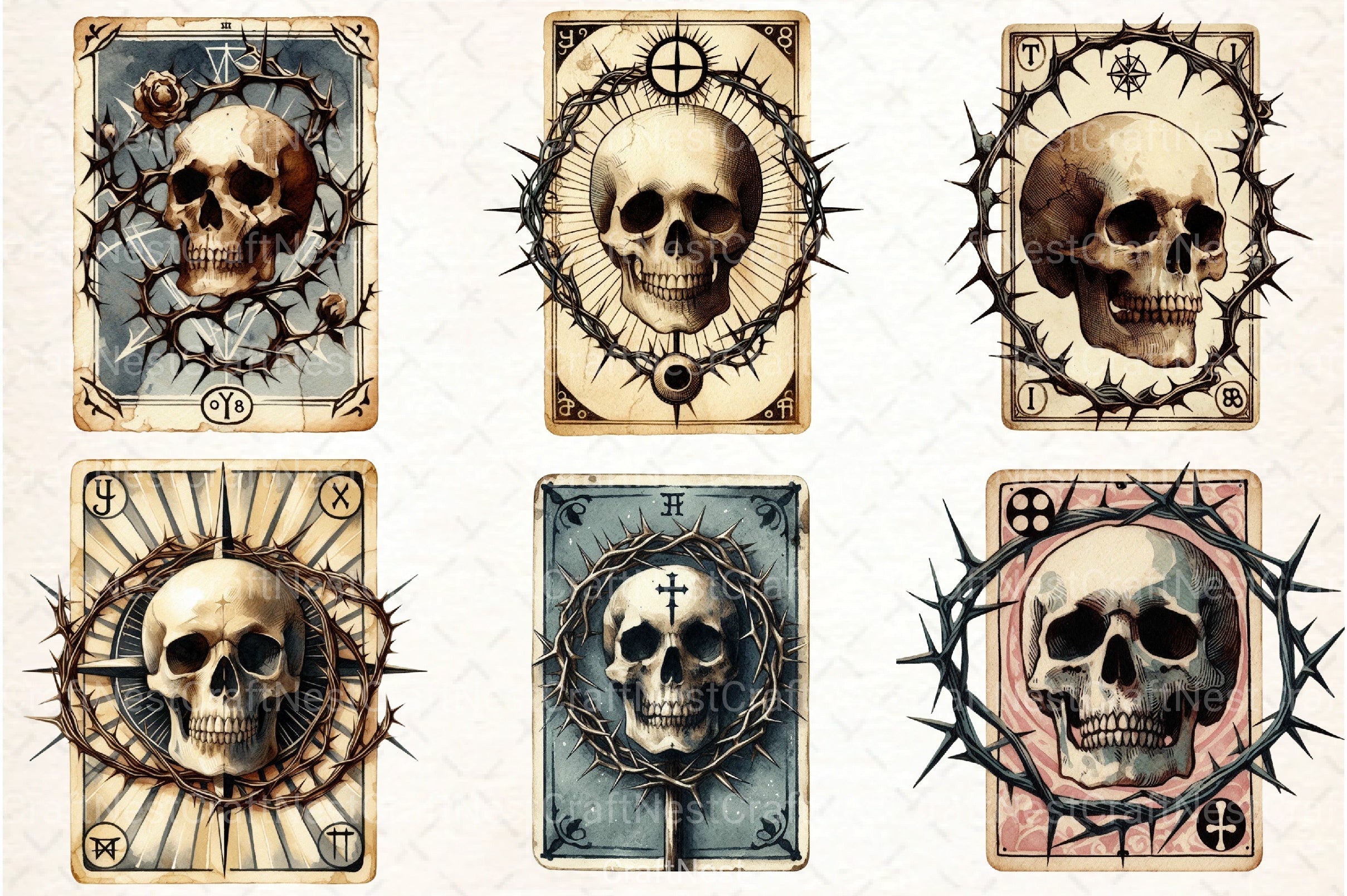 Vintage Halloween Tarot Card Clipart Bundle - CraftNest - Digital Crafting and Art