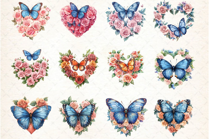 Butterfly Roses Clipart Bundle - CraftNest - Digital Crafting and Art