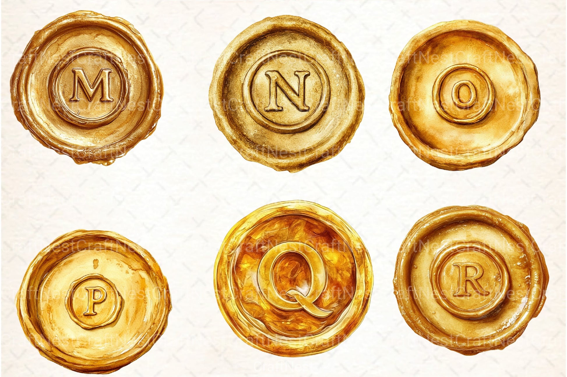 Seal Wax Letter Golden Stamp Clipart Bundle - CraftNest - Digital Crafting and Art