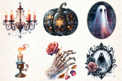 Antique Gothic Halloween Clipart Set Bundle - CraftNest - Digital Crafting and Art