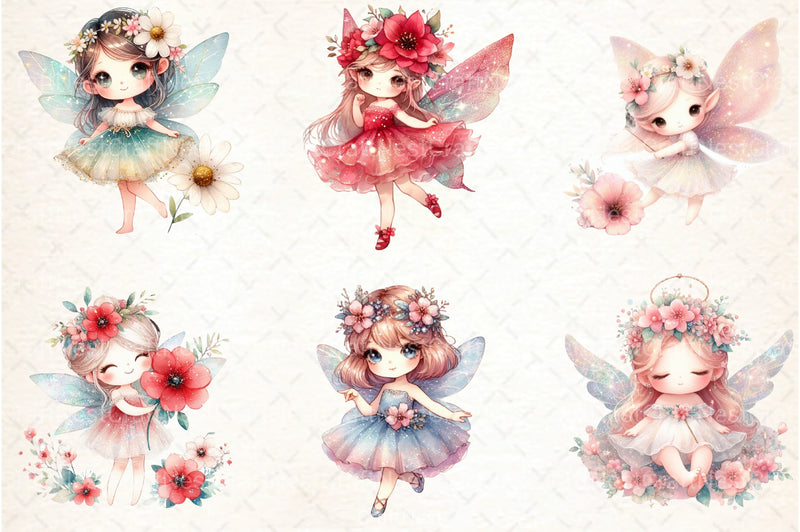 Flower Glitter Fairy Clipart Bundle - CraftNest - Digital Crafting and Art