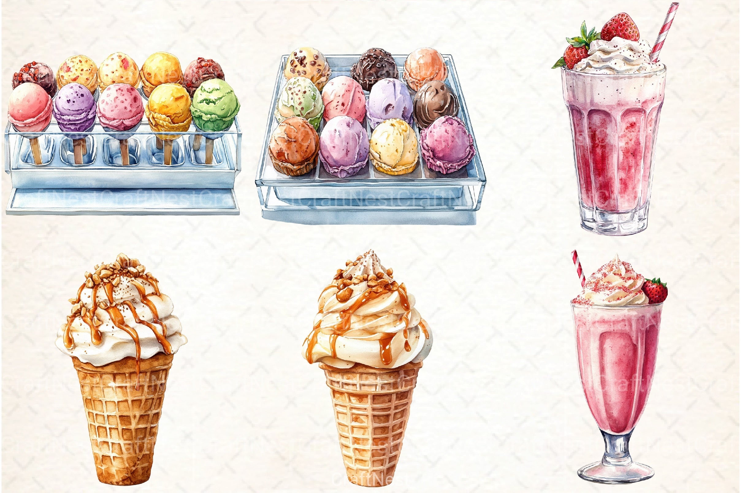 Ice Cream Shop Clipart Bundle - CraftNest - Digital Crafting and Art