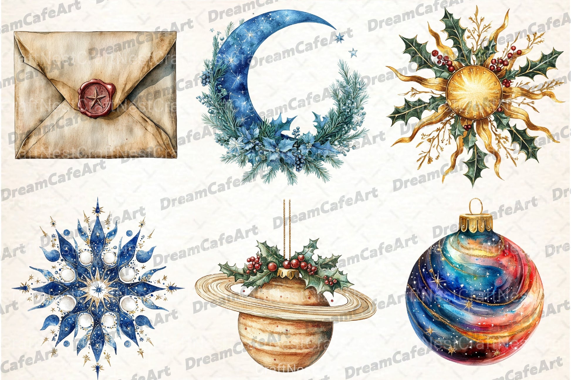 Celestial Christmas Clipart Bundle1 - CraftNest - Digital Crafting and Art