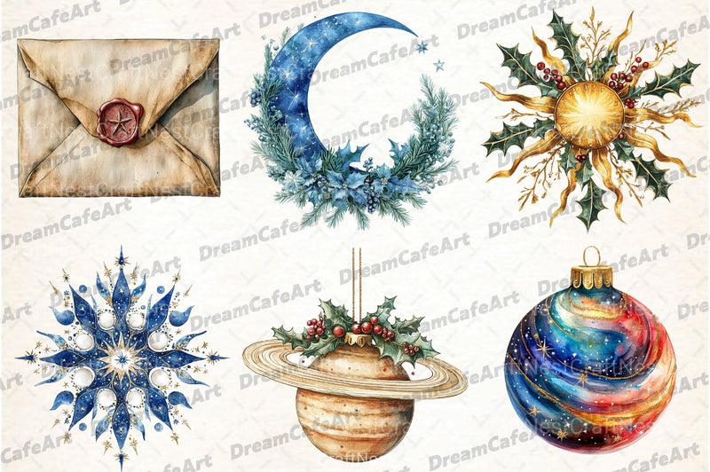 Celestial Christmas Clipart Bundle1 - CraftNest - Digital Crafting and Art