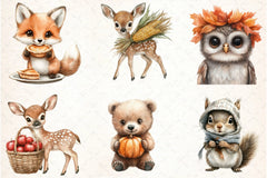 Woodland Baby Animals Thanksgiving Clipart Bundle - CraftNest - Digital Crafting and Art