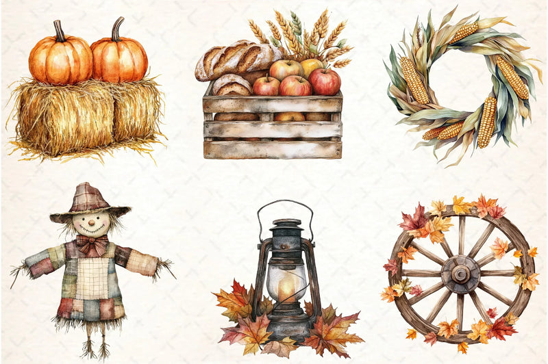 Rustic Farm Thanksgiving Clipart Bundle - CraftNest - Digital Crafting and Art