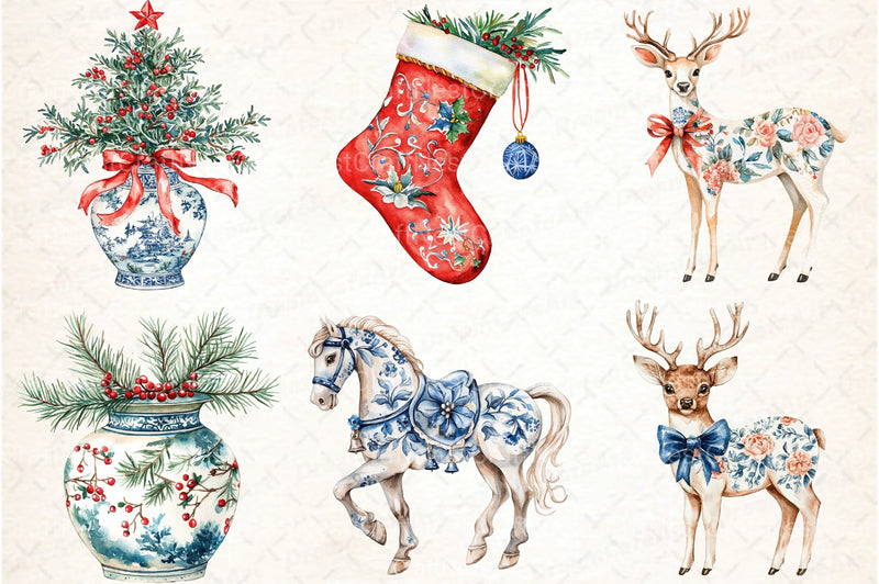 Christmas Chinoiserie Clipart Bundle - CraftNest - Digital Crafting and Art
