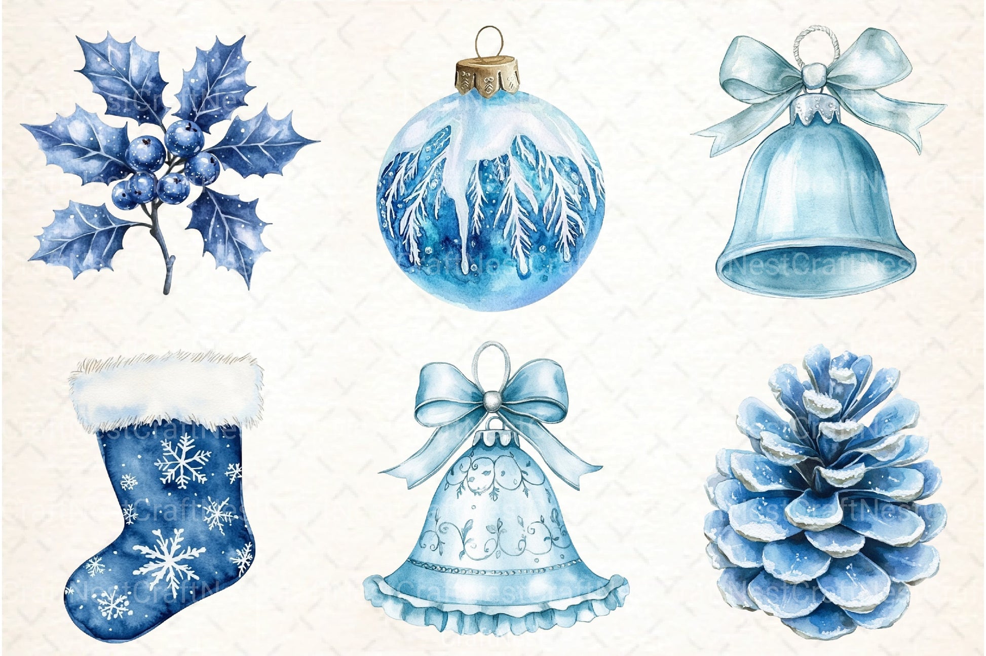 Christmas Blue Clipart Bundle - CraftNest - Digital Crafting and Art