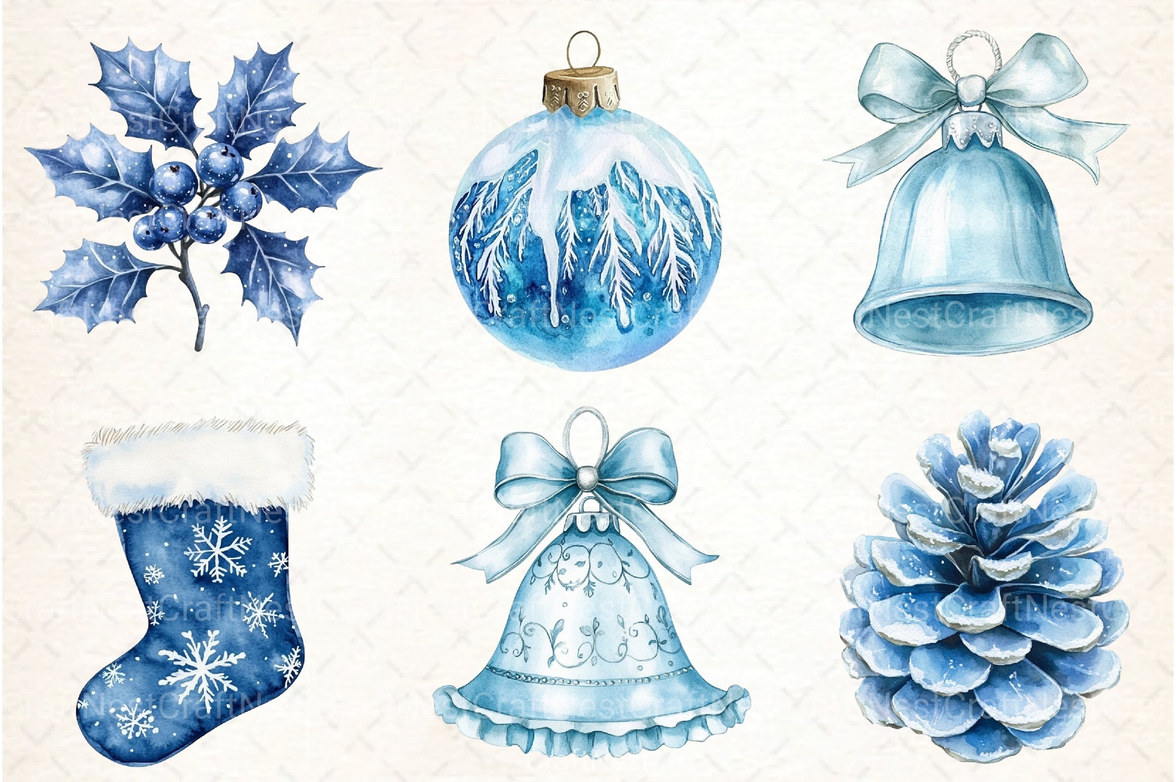 Christmas Blue Clipart Bundle - CraftNest - Digital Crafting and Art