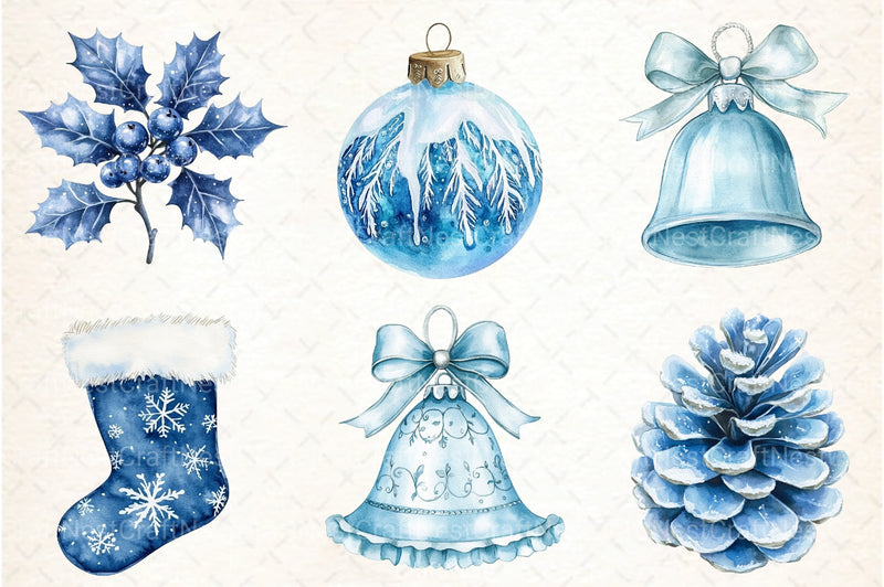 Christmas Blue Clipart Bundle - CraftNest - Digital Crafting and Art