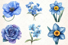 Blue Flowers Clipart Bundle - CraftNest - Digital Crafting and Art