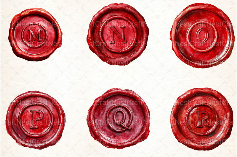 Seal Wax Letter Red Stamp Clipart Bundle - CraftNest - Digital Crafting and Art