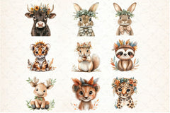 Boho Baby Animals Clipart Bundle 2 - CraftNest - Digital Crafting and Art