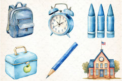 Blue School Clipart Bundle - CraftNest - Digital Crafting and Art