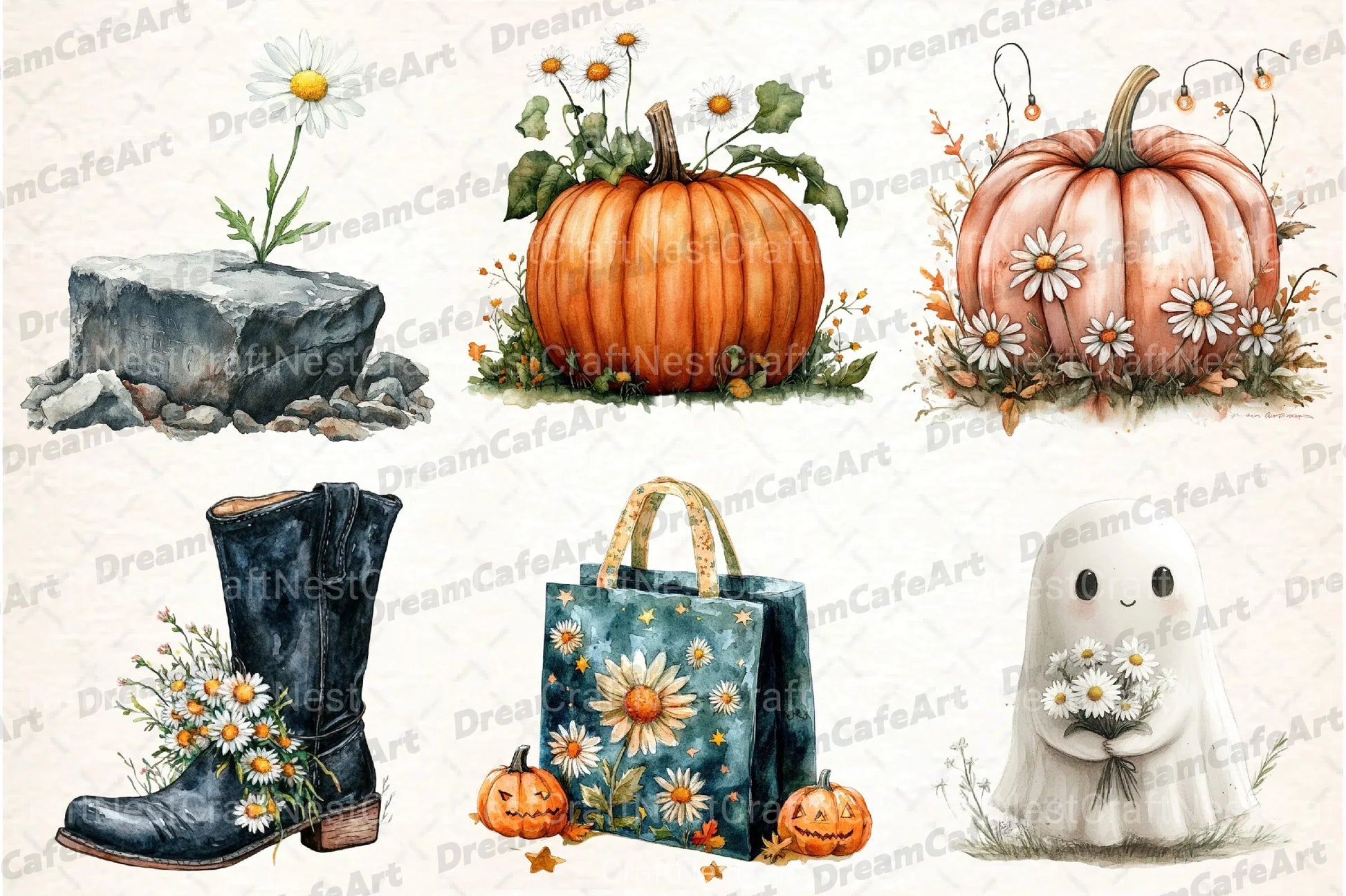 Daisy Flower & Halloween Clipart Bundle 177 - CraftNest - Digital Crafting and Art