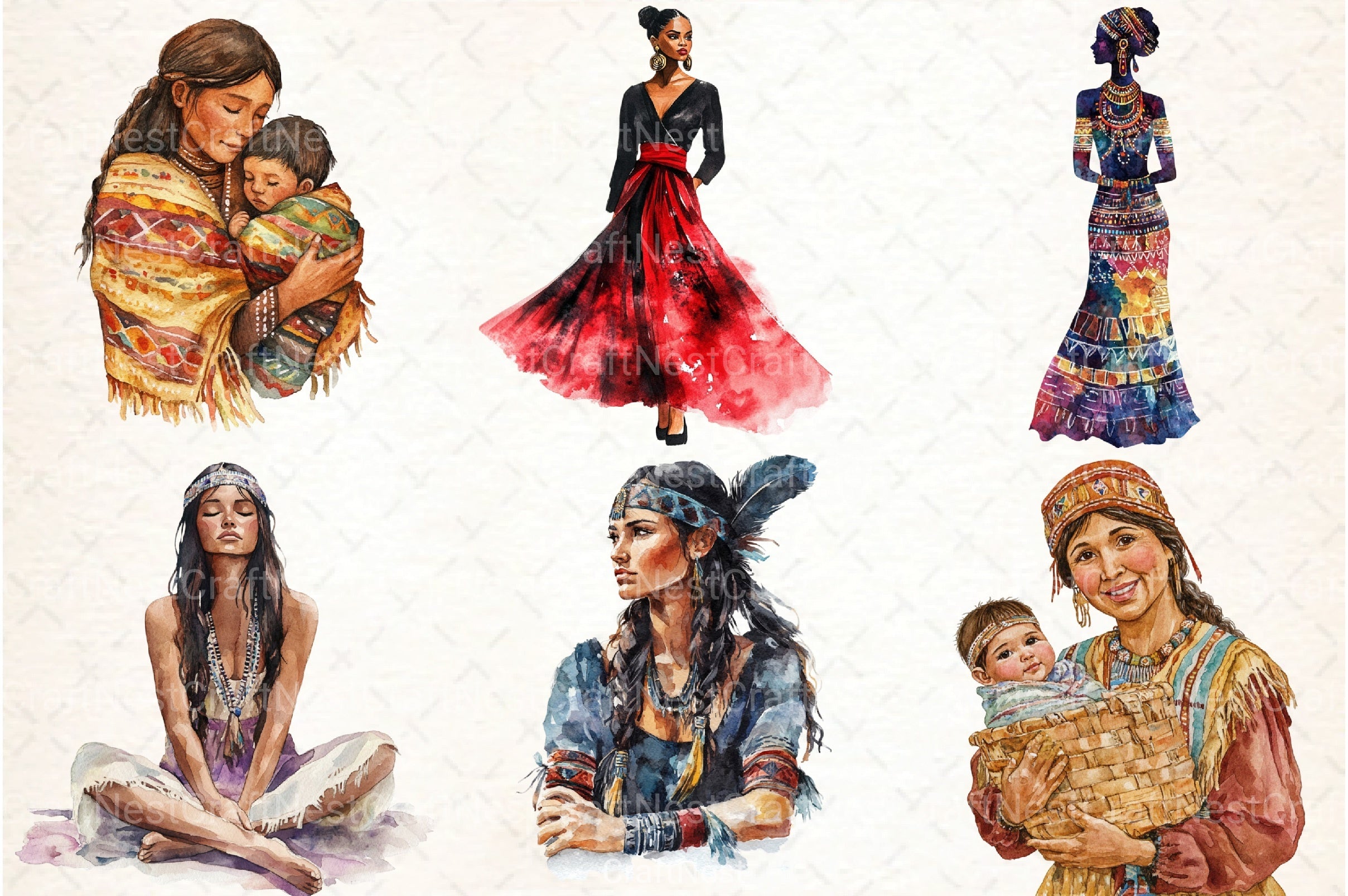 Indigenous Women Clipart Bundle - CraftNest - Digital Crafting and Art