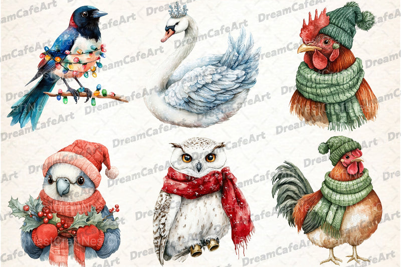 Christmas Birds Clipart Bundle 2 - CraftNest - Digital Crafting and Art