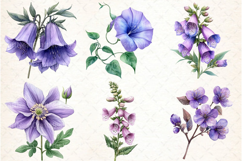 Purple Flowers Clipart Bundle 1 - CraftNest - Digital Crafting and Art