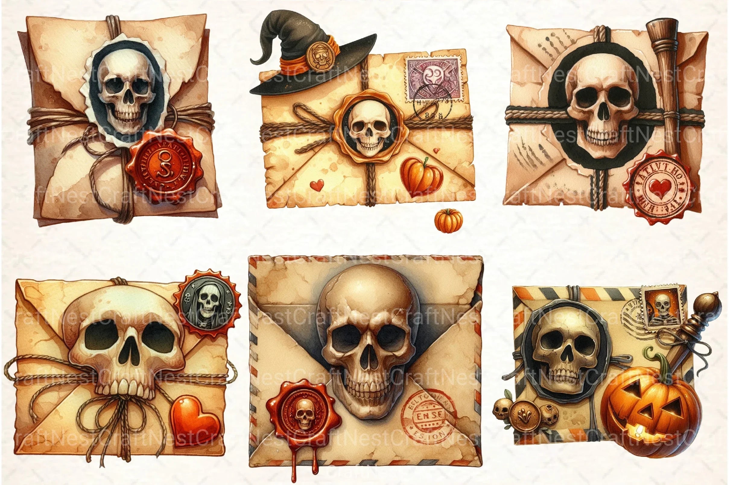 Halloween Love Letter Stamp Clipart Bundle - CraftNest - Digital Crafting and Art