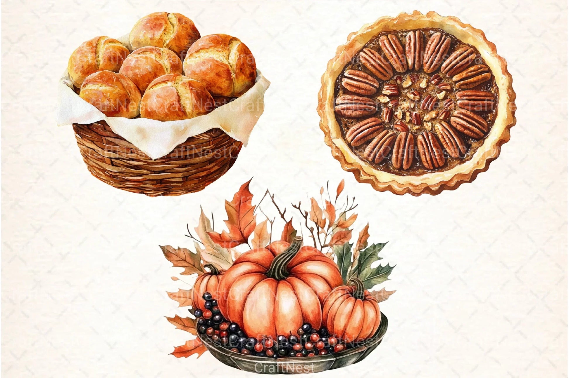 Pumpkin Pie & Turkey Day Clipart Bundle - CraftNest - Digital Crafting and Art