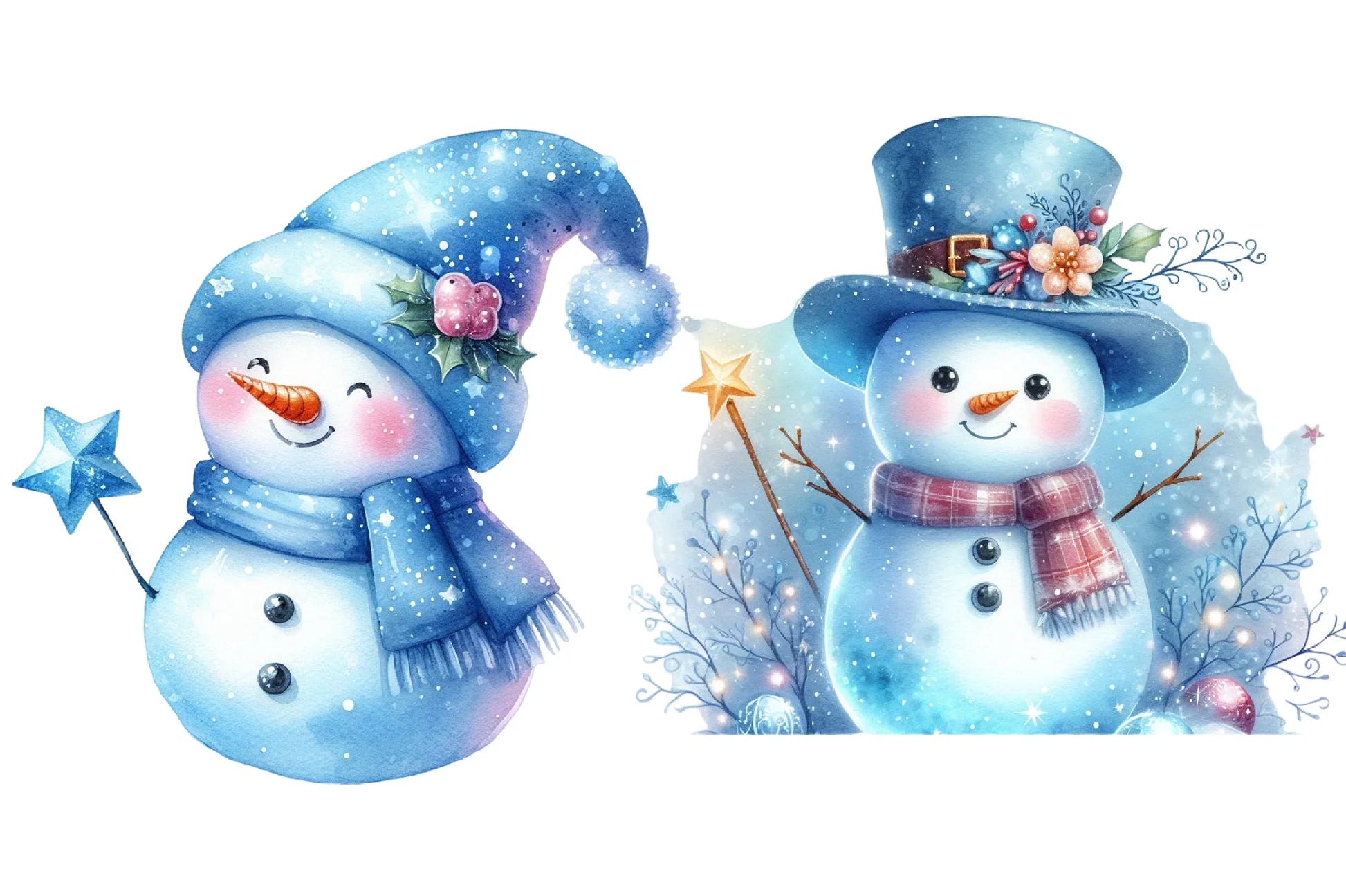 Blue Cute Snowman Clipart Bundle - CraftNest - Digital Crafting and Art
